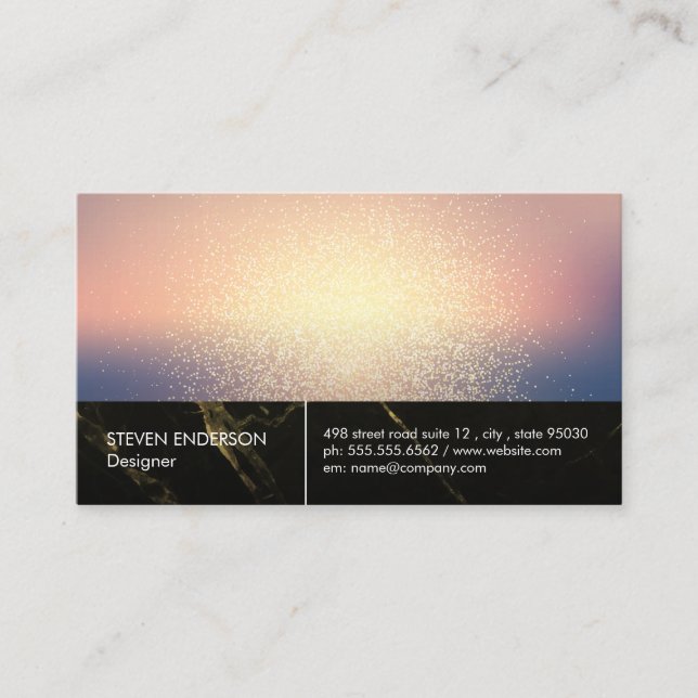Gold Speckles | Black Marble Trim Business Card (Front)