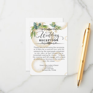 Gold Spheres and Botanical Wedding Reception Enclosure Card