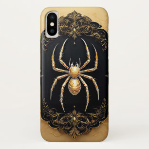 Gold Spider Statue Over Ornate Filigree Design Case-Mate iPhone Case