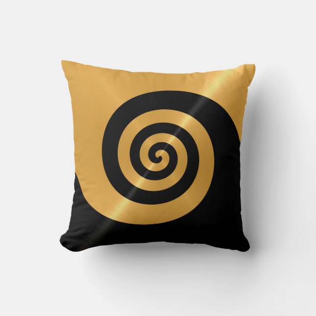 Gold Spiral Pattern Shiny Steel Metal Throw Pillow (Front)