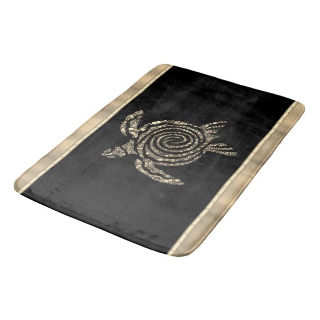 Gold Spiral Tribal Turtle Bath Mat (Angled)