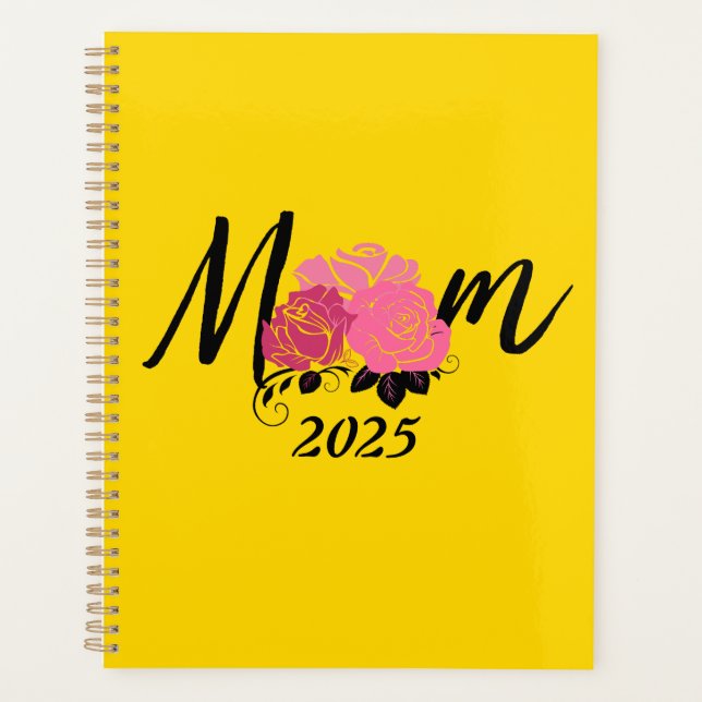Gold spiral yellow notebook for mom planner (Front)