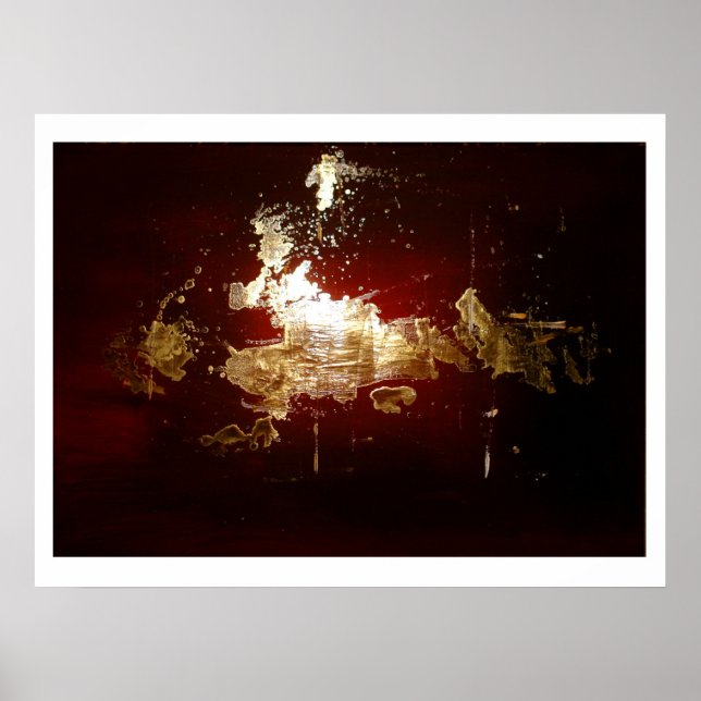 Gold Splash Red Brown Abstract Poster Print (Front)