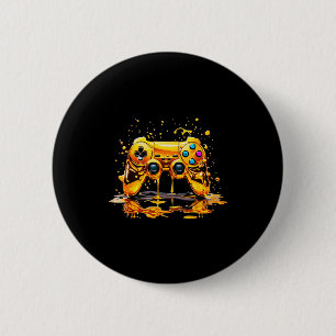 Gold Splash Video Game Controller Golden Gamer Gam 2 Inch Round Button