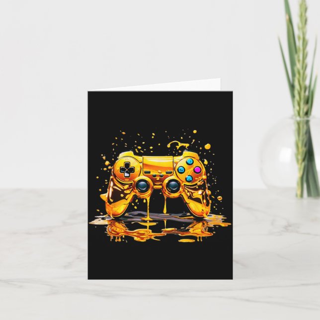 Gold Splash Video Game Controller Golden Gamer Gam Card (Front)