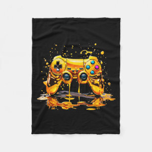 Gold Splash Video Game Controller Golden Gamer Gam Fleece Blanket