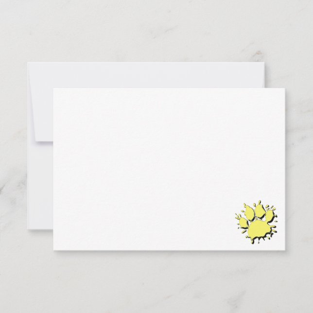 Gold Splatter Dog Paw Drawing Blank Card (Front)
