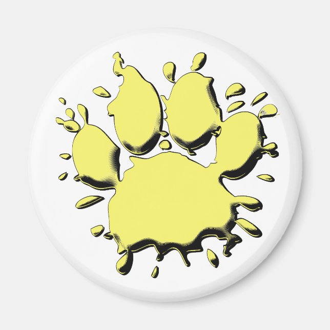 Gold Splatter Dog Paw Drawing Magnet (Front)
