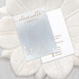 Gold Splatter Gray Watercolor Earring Display Business Card