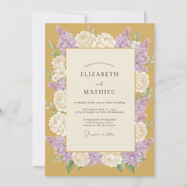 Gold Splendid Spring Wedding Invitation (Front)