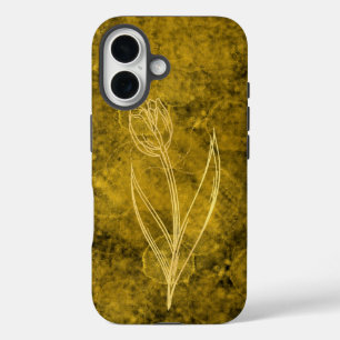 Gold  Spots Glitter and Tulip Flower  iPhone 16 Case