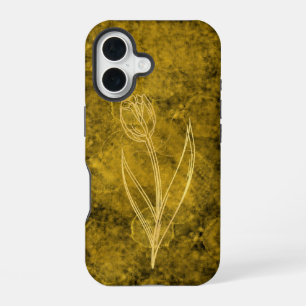 Gold  Spots Glitter and Tulip Flower  iPhone 16 Case