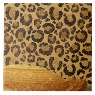 Gold Spots on Metal Glamour Cheetah Skin Tile