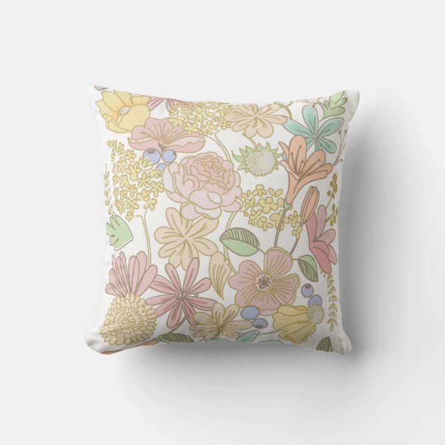 gold spring florals vintage style Pillow (Front)