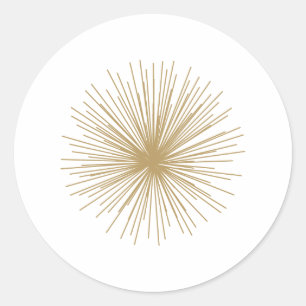 Gold Sputnik Starburst Classic Round Sticker