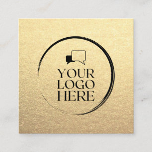 Gold Square add your logo custom chic metallic  Business Card