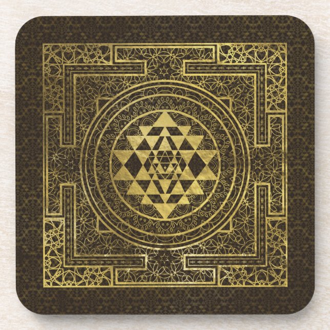 Gold Sri Yantra  / Sri Chakra Coaster (Front)