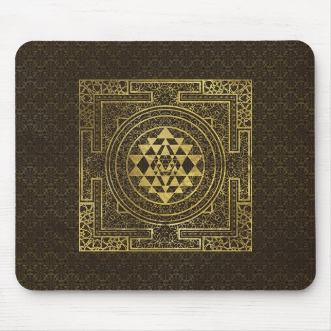 Gold Sri Yantra  / Sri Chakra Mouse Pad (Front)