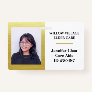 Gold Staff Employee Name Photo ID Badge