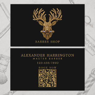Gold Stag Professional Barber Shop Hair Stylist Business Card