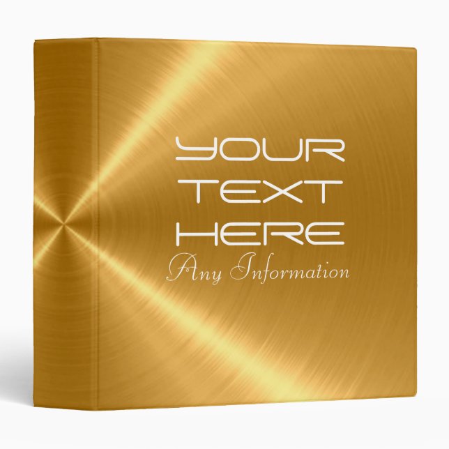 Gold Stainless Steel Metal 3 Binder (Front/Spine)