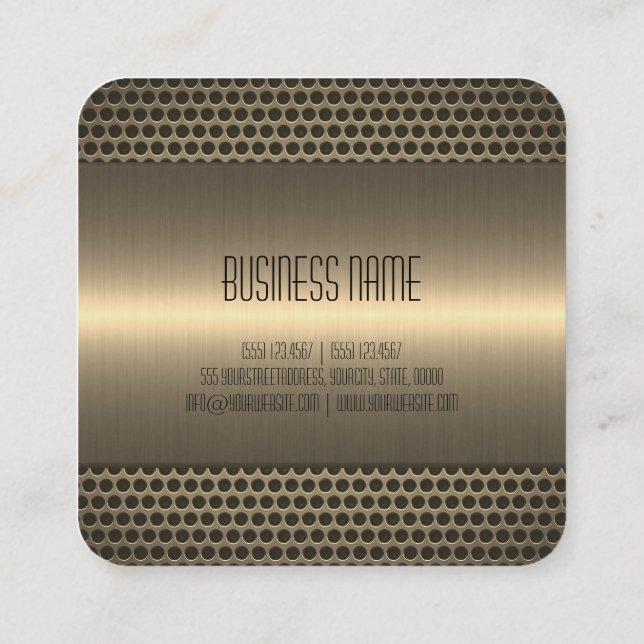 Gold Stainless Steel Metal Look Square Business Card (Back)