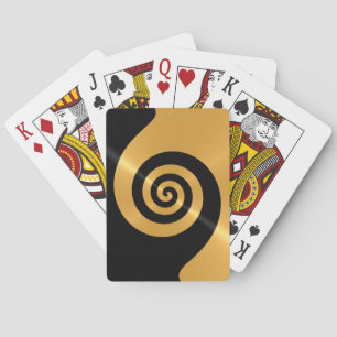 Gold Stainless Steel Metal with Spiral Pattern 2 Playing Cards