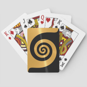 Gold Stainless Steel Metal with Spiral Pattern 3 Playing Cards