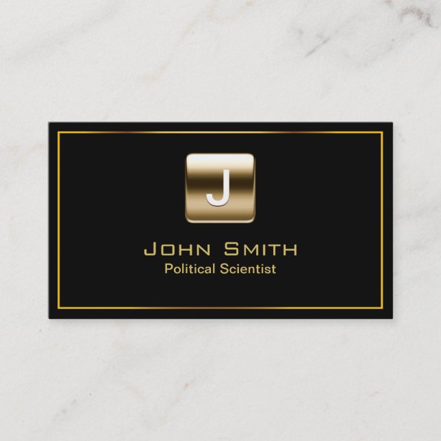 Gold Stamp Political Scientist Dark Business Card (Front)