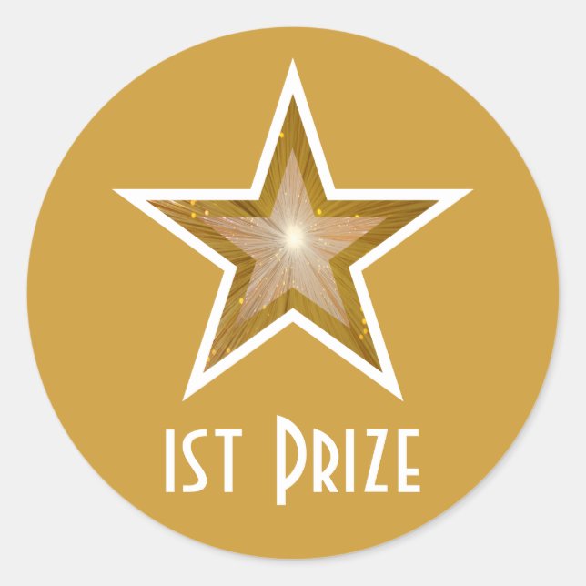 Gold Star '1st Prize' round sticker yellow (Front)