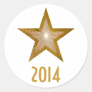 Gold Star '2014' autocollant rond blanc