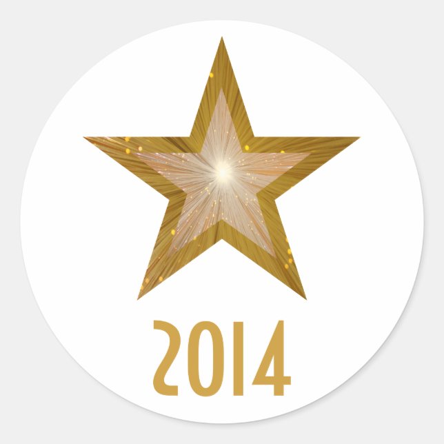 Gold Star '2014' autocollant rond blanc (Devant)