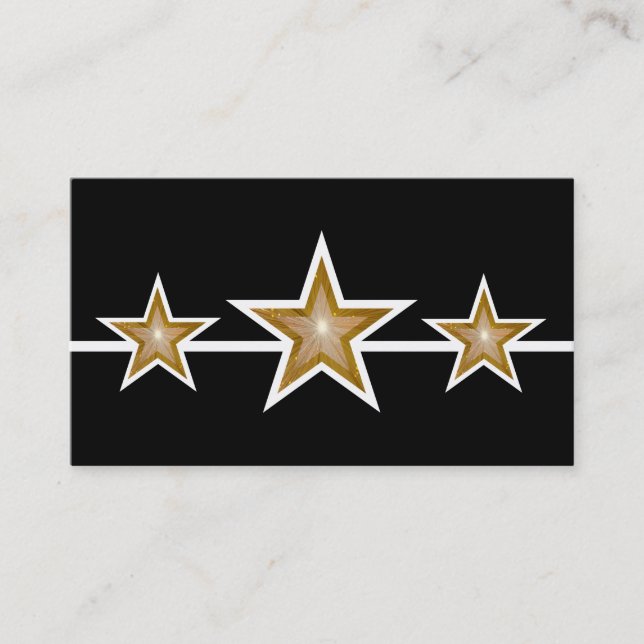 Gold Star 3 étoiles carte de visite noir (Devant)