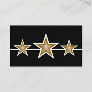 Gold Star 3 stars business card black