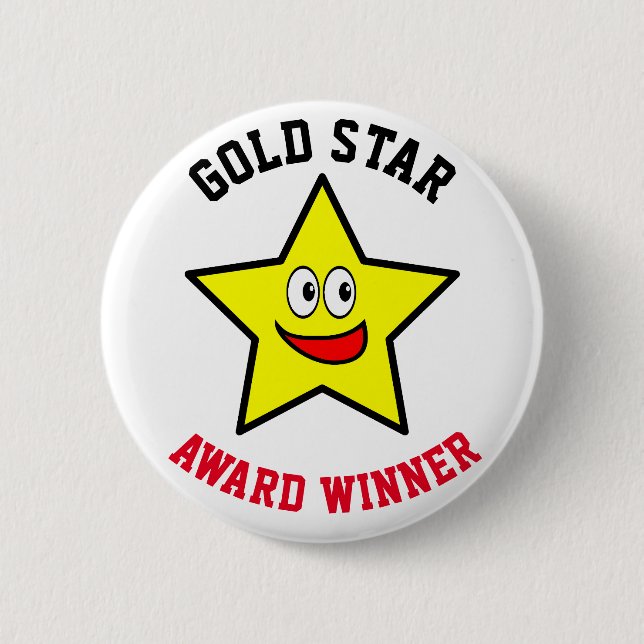Gold Star Award Winner Appreciation 2 Inch Round Button (Front)