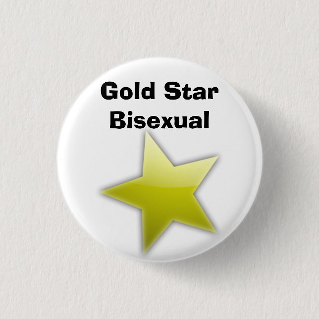 Gold Star Bisexual Badge 1 Inch Round Button (Front)