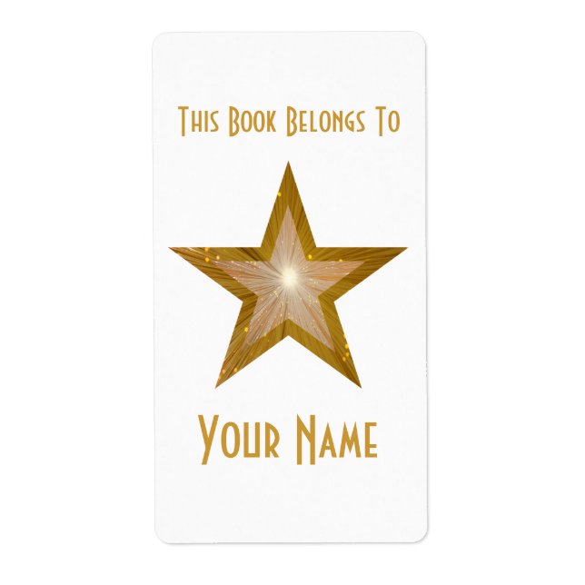 Gold Star bookplate label large white (Front)