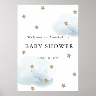 Gold Star & Cloud Twinkle Baby shower Affiche de b