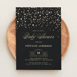 Gold Star Confetti Baby Shower Invitation