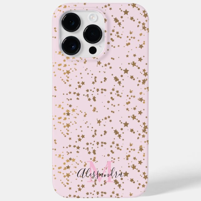 Gold Star Confetti Blush Pink Chic Case-Mate iPhone Case (Back)