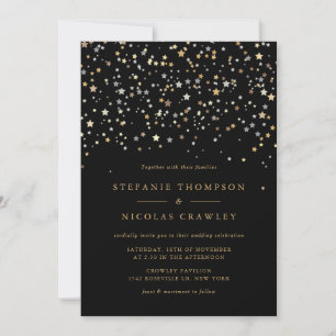 Gold Star Confetti Faire-part de mariage moderne