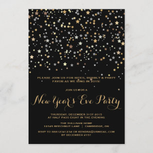 GOLD STAR CONFETTI NEW YEAR'S EVE INVITATION