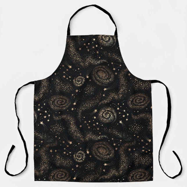 Gold Star Constellation Galaxy Pattern Apron (Front)