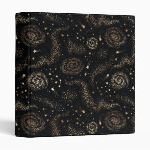 Gold Star Constellation Galaxy Pattern Binder
