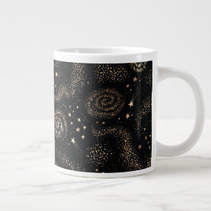 Gold Star Constellation Galaxy Pattern Large Coffee Mug
