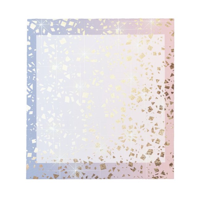 Gold Star Foil Sparkle Rose Quartz Serenity Blue Notepad (Front)
