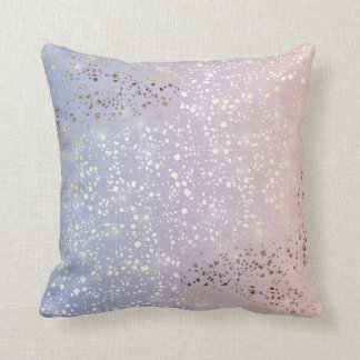 Gold Star Foil Sparkle Rose Quartz Serenity Blue Throw Pillow