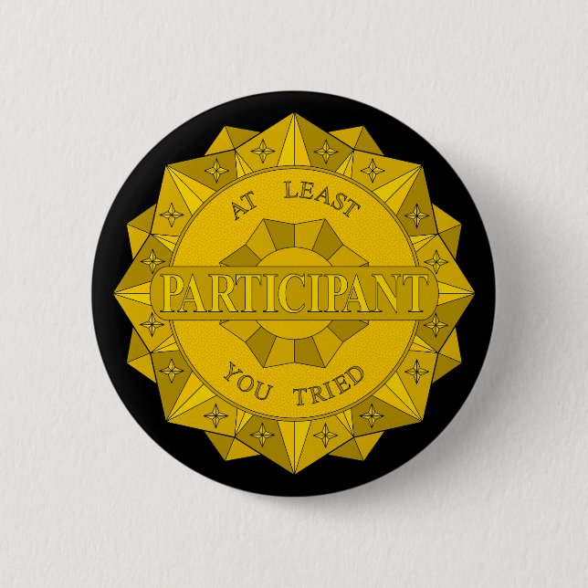 Gold Star For Participation Badge 2 Inch Round Button (Front)