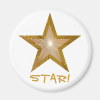 Gold Star fridge 'STAR!' magnet round white