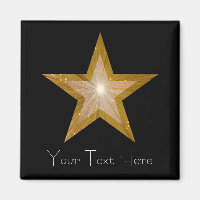 Gold Star fridge 'Your Text' magnet square black